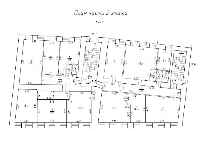 Планировка офиса 590 м², 2 этаж, БЦ «Моисеенко 24»